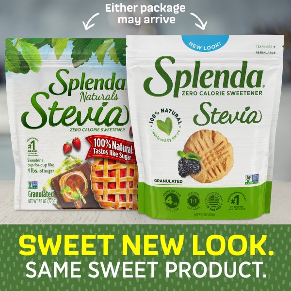 SPLENDA endulzante con Stevia, bolsa de 7.8 oz - Nueva imagen del endulzante. El mismo producto endulzante.