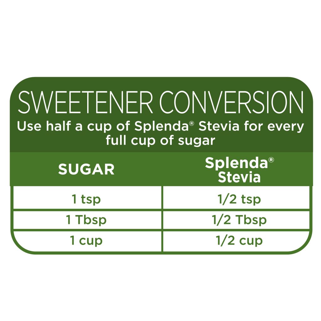 Splenda Stevia Sweetener Jar- Sugar Conversion Chart