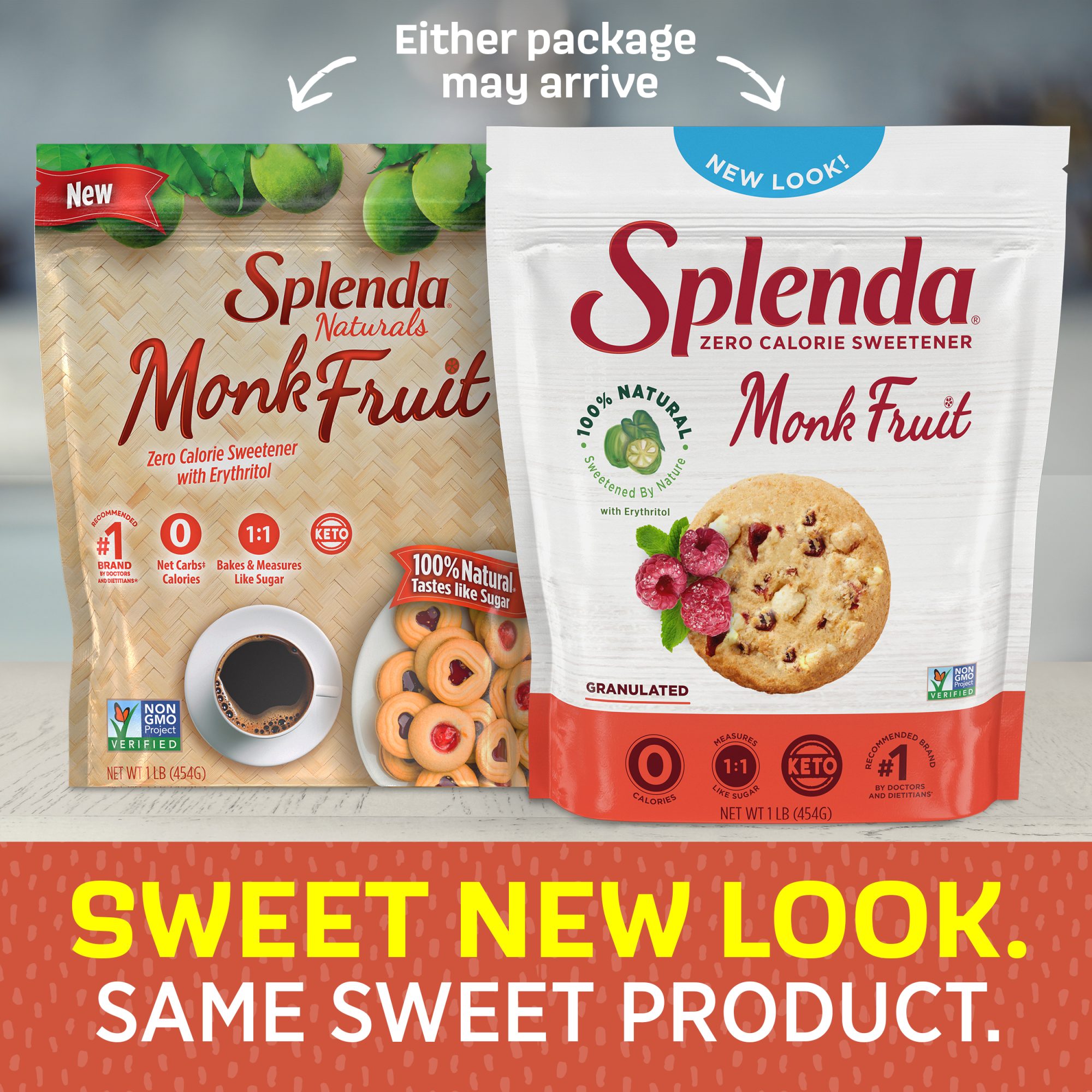 Splenda Monk Fruit Sweetener 1 lb Pouch - Sweet New Look. Same Sweet Product.