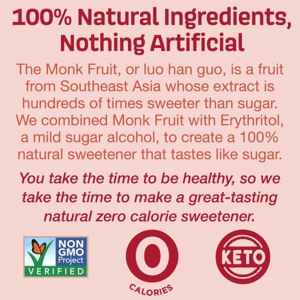 Splenda Monk Fruit Sweetener 3 lb Pouch - 100% Natural Ingredients - Keto - Non GMO