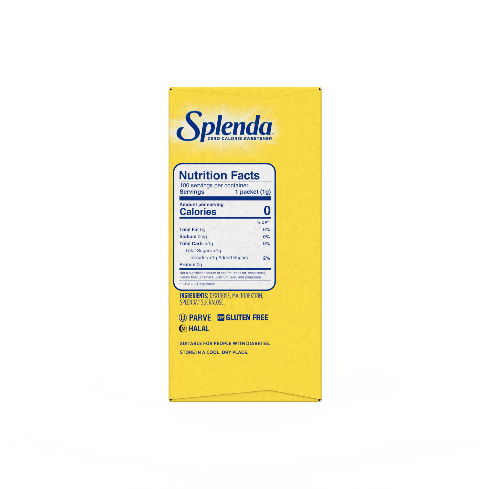Splenda Packets - Nutrition Label