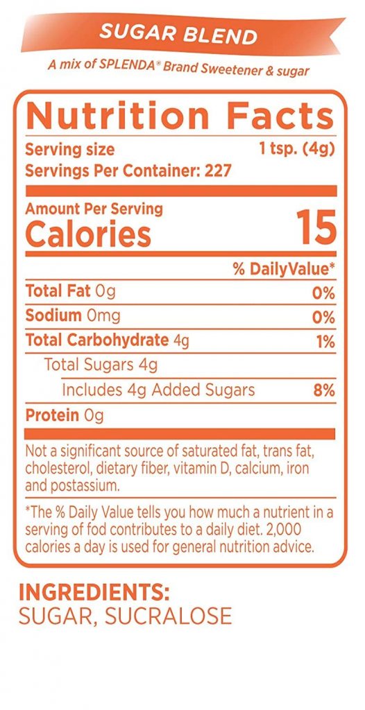 Splenda® Sugar Blend Nutrition