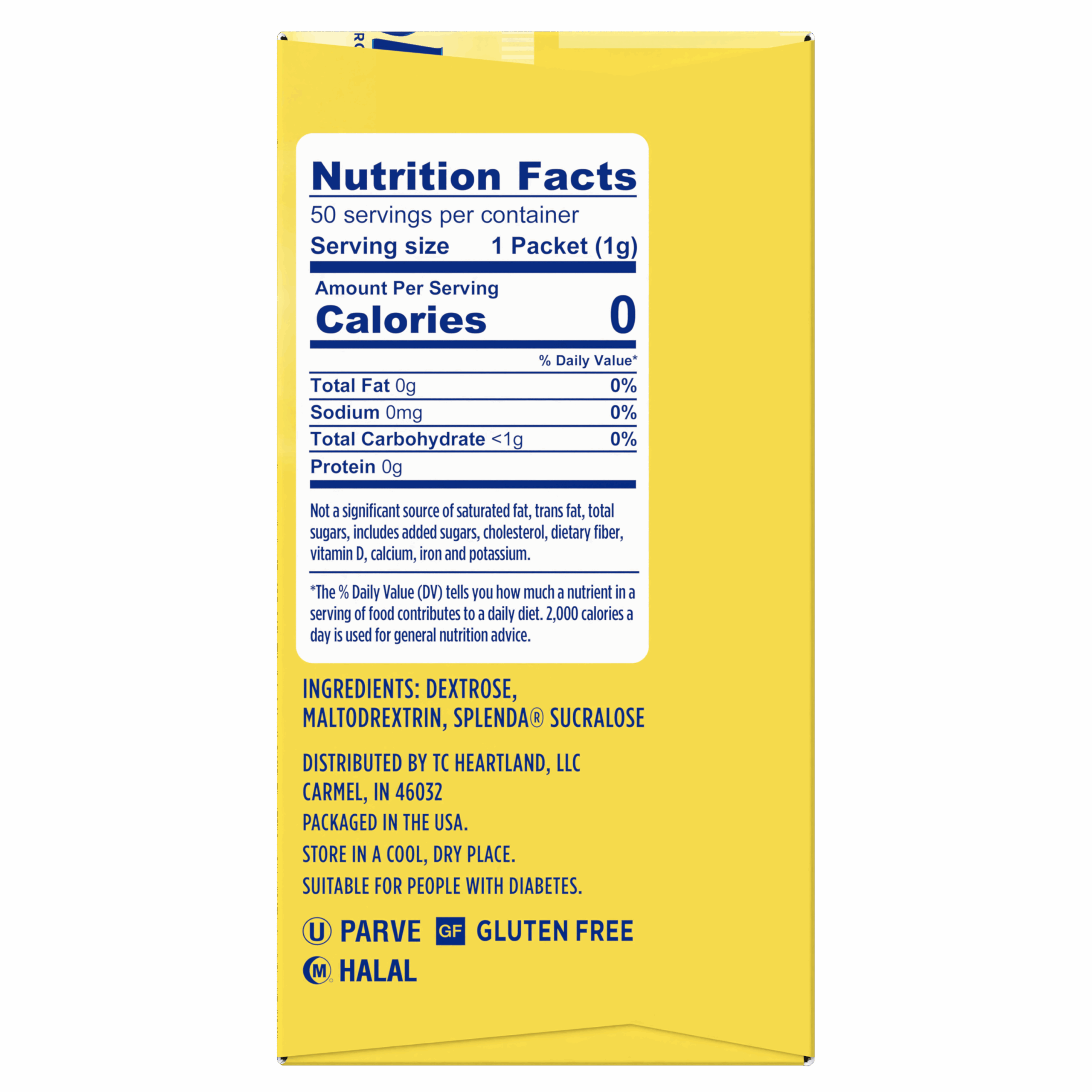 Splenda Packets 50ct Nutrition