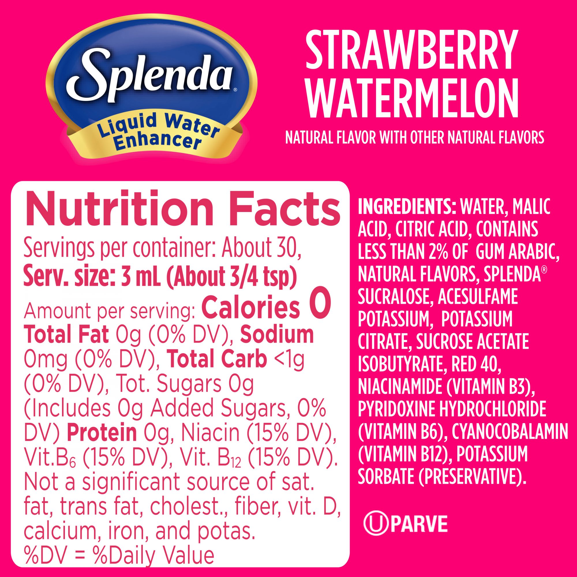 Splenda® Strawberry Watermelon Liquid Water Enhancer Nutrition