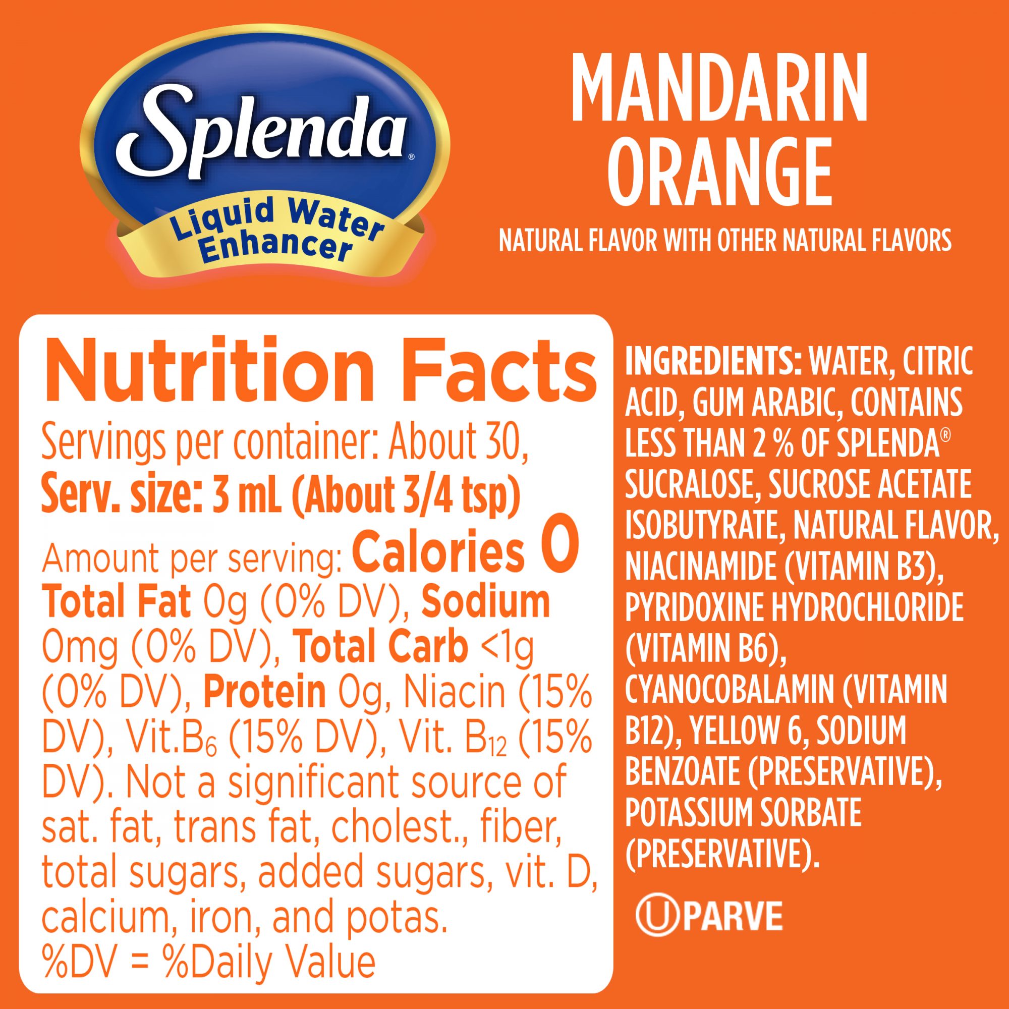 Splenda® Mandarin Orange Liquid Water Enhancer Nutrition