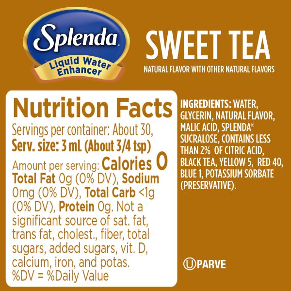 Splenda® Sweet Tea Liquid Water Enhancer Nutrition