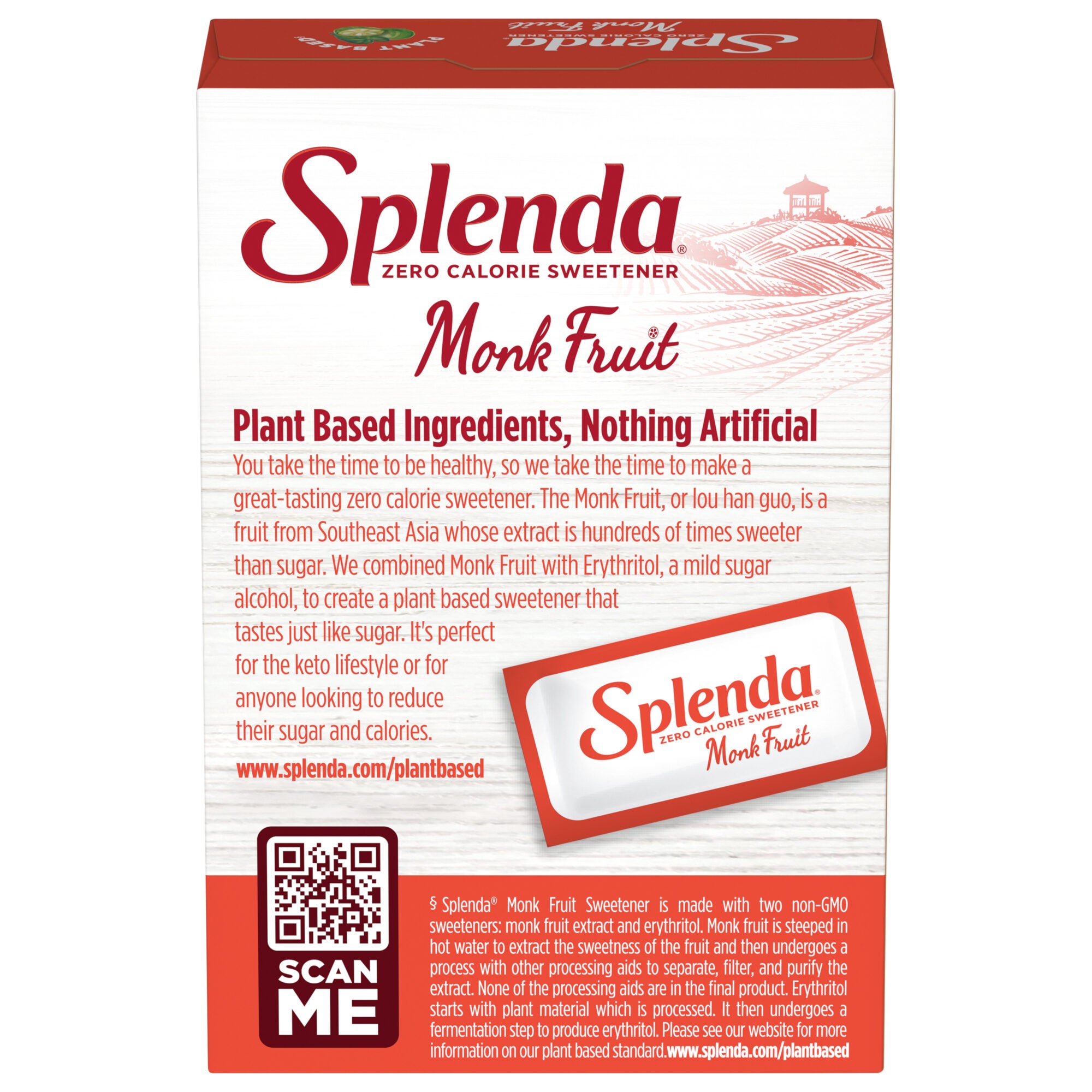 Splenda Monk Fruit Sweetener Packets - Back