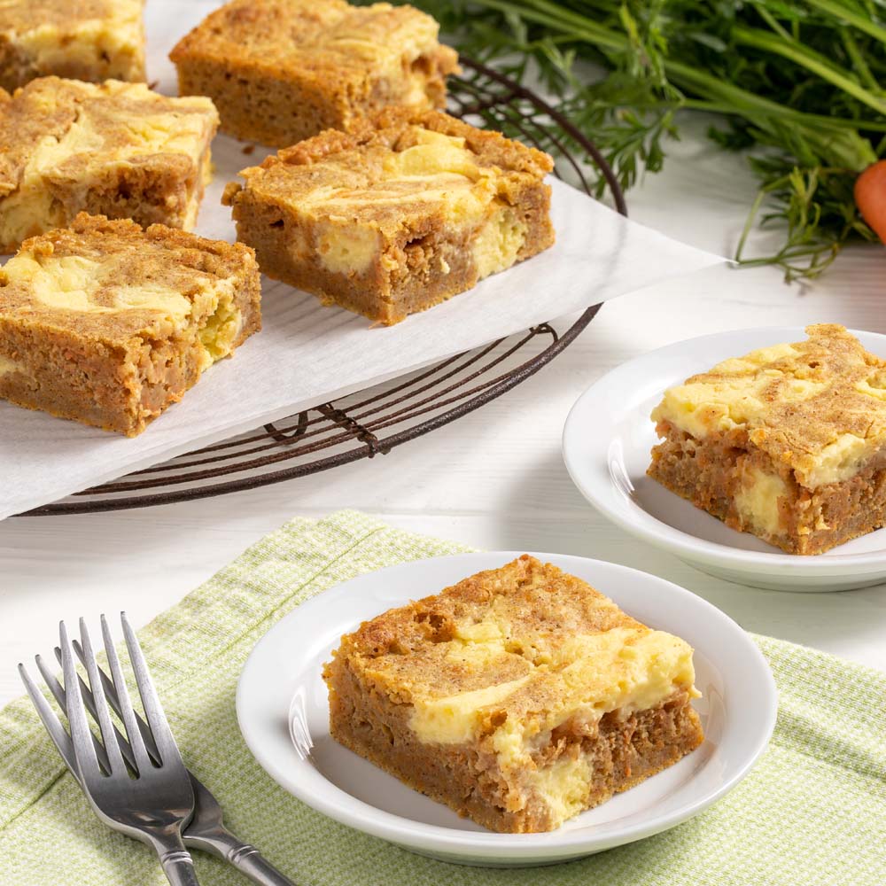 Carrot Cake Blondies with Cream Cheese Swirl - Splenda®
