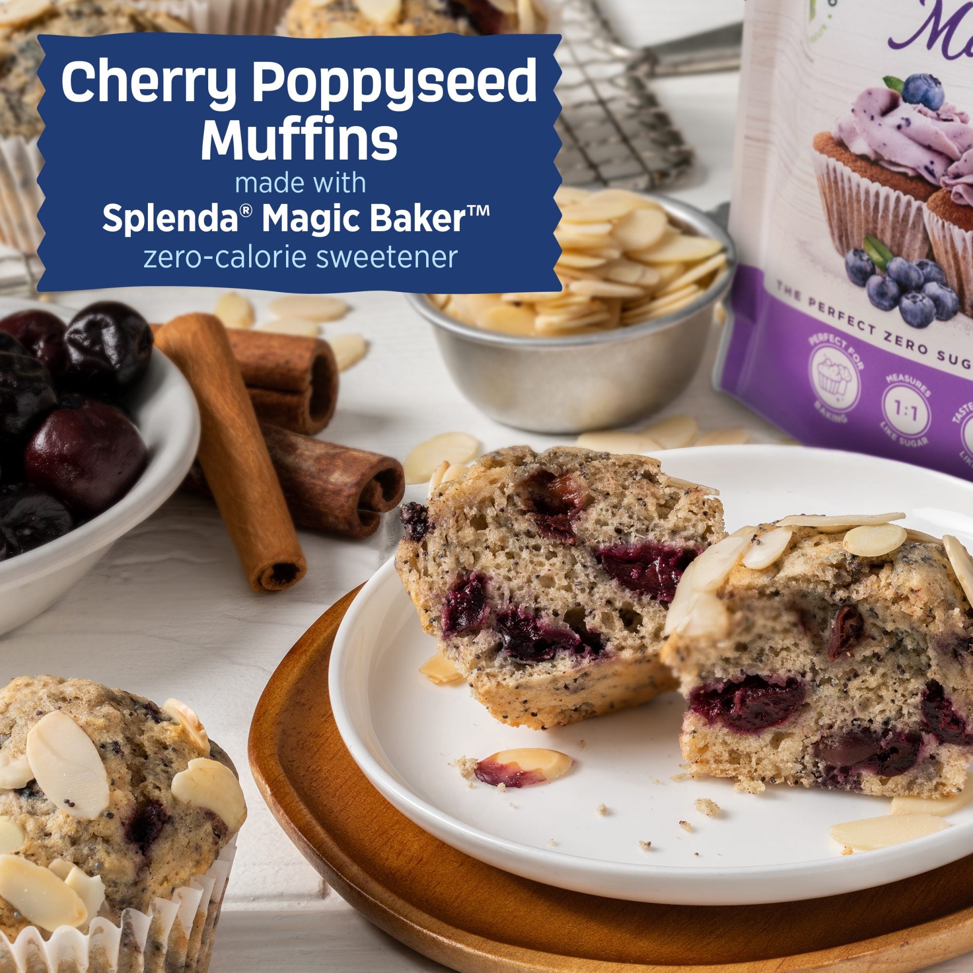 Splenda Magic Baker Sweetener 16oz Pouch - Cherry Poppyseed Muffins Recipe