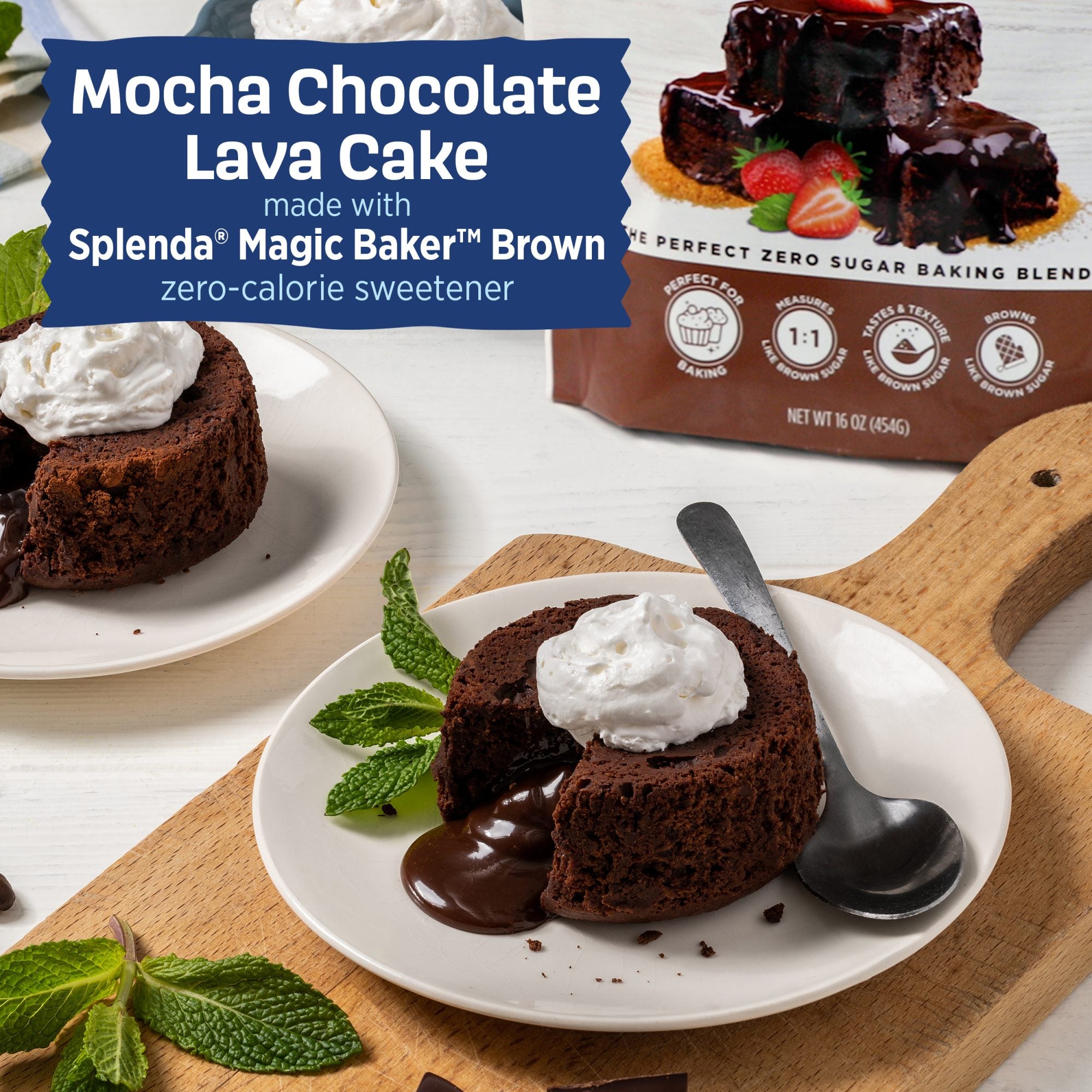 Splenda Magic Baker Brown 16oz Pouch - Mocha Chocolate Lava Cake Recipe