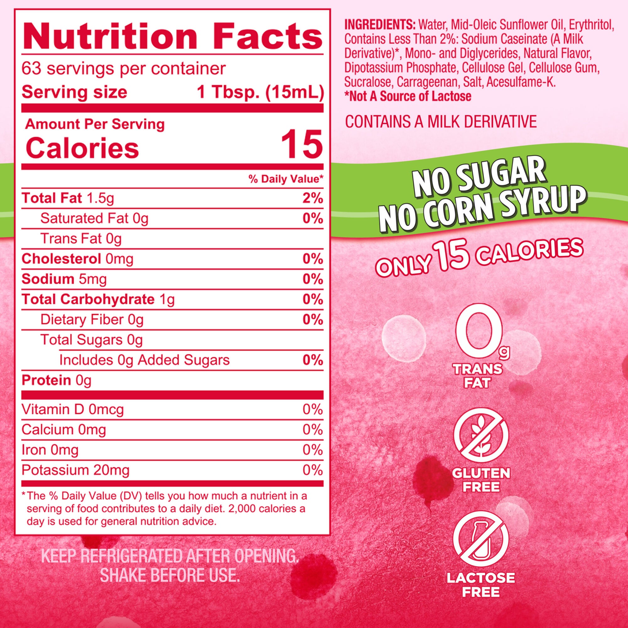 Splenda® Peppermint Mocha Coffee Creamer - Nutrition Facts Label