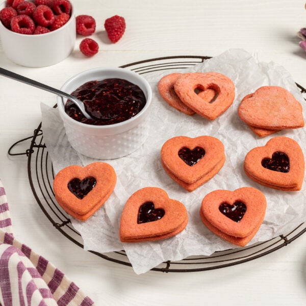 Heart-Shaped Red Raspberry Linzer Cookies