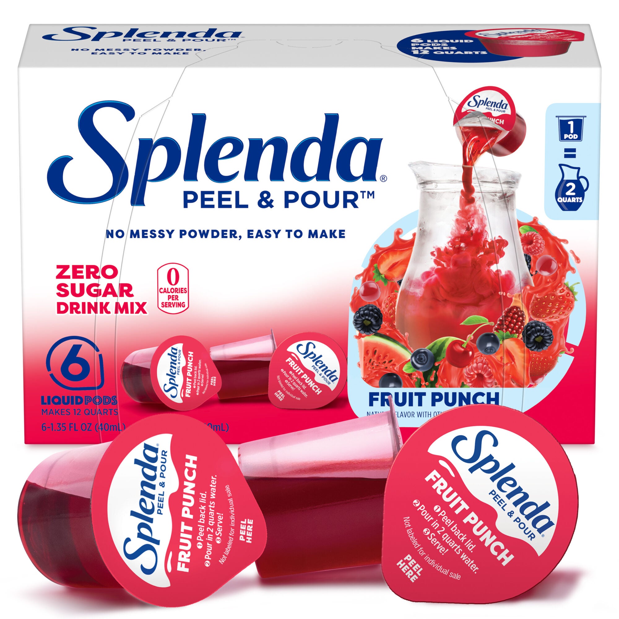Splenda Peel & Pour Fruit Punch Zero Sugar Drink Mix – Front