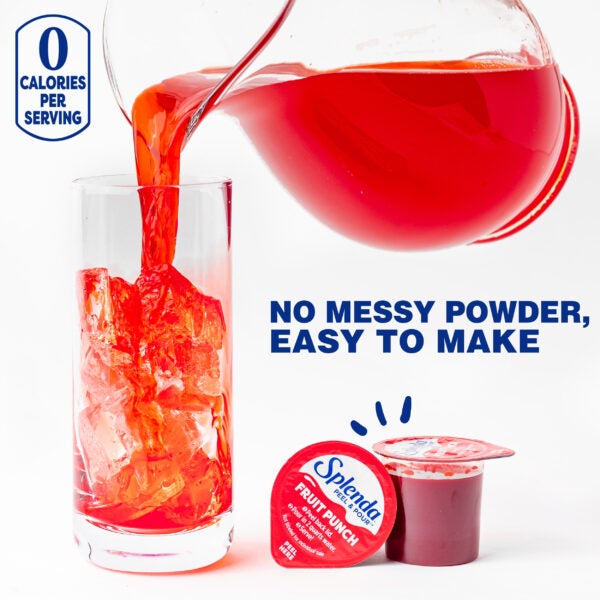 Splenda Peel & Pour Fruit Punch Zero Sugar Drink Mix – Pouring Glass