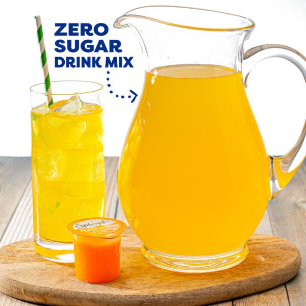 Splenda Peel & Pour Peach Mango Zero Sugar Drink Mix – Pitcher and Glass