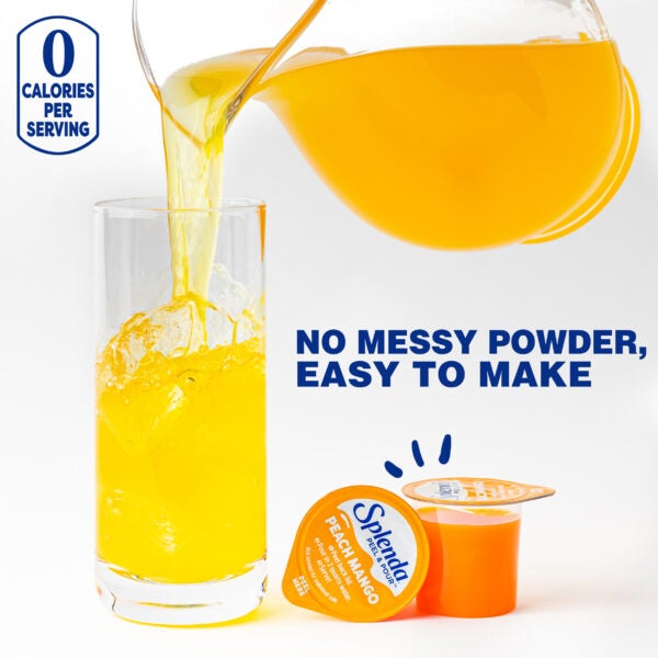 Splenda Peel & Pour Peach Mango Zero Sugar Drink Mix – Pouring Glass