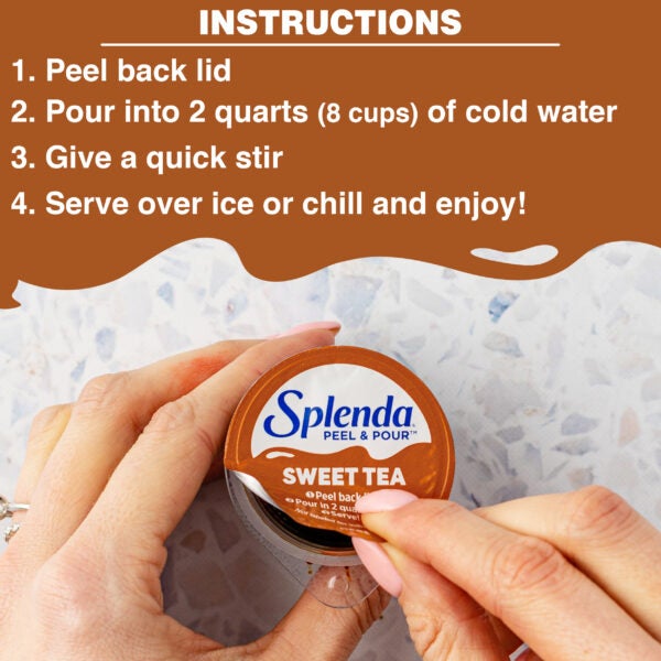 Splenda Peel & Pour Sweet Tea Zero Sugar Drink Mix – Instructions
