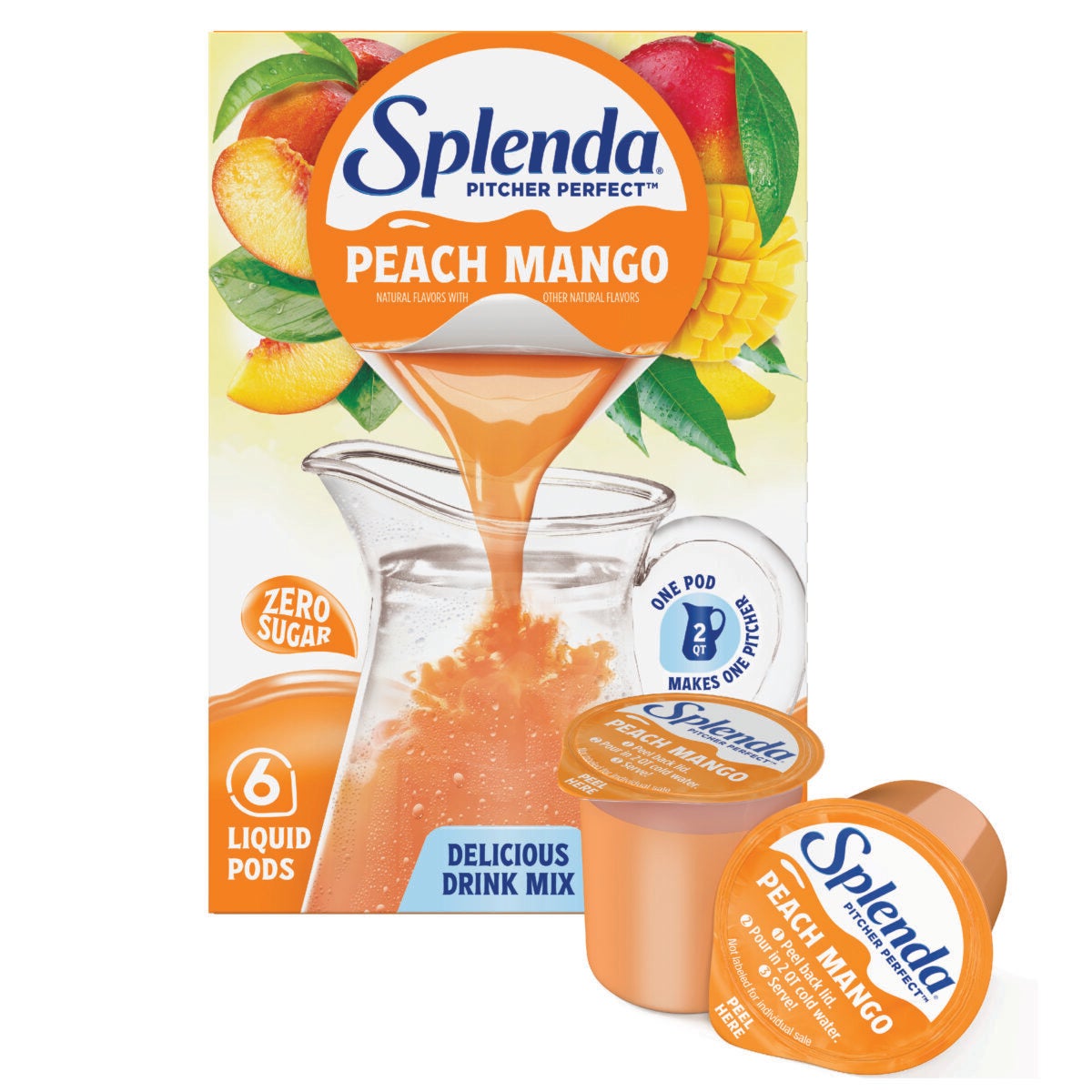 Splenda Pitcher Perfect Mezcla de Bebidas sin Azúcar, Melocotón y Mango - Frente