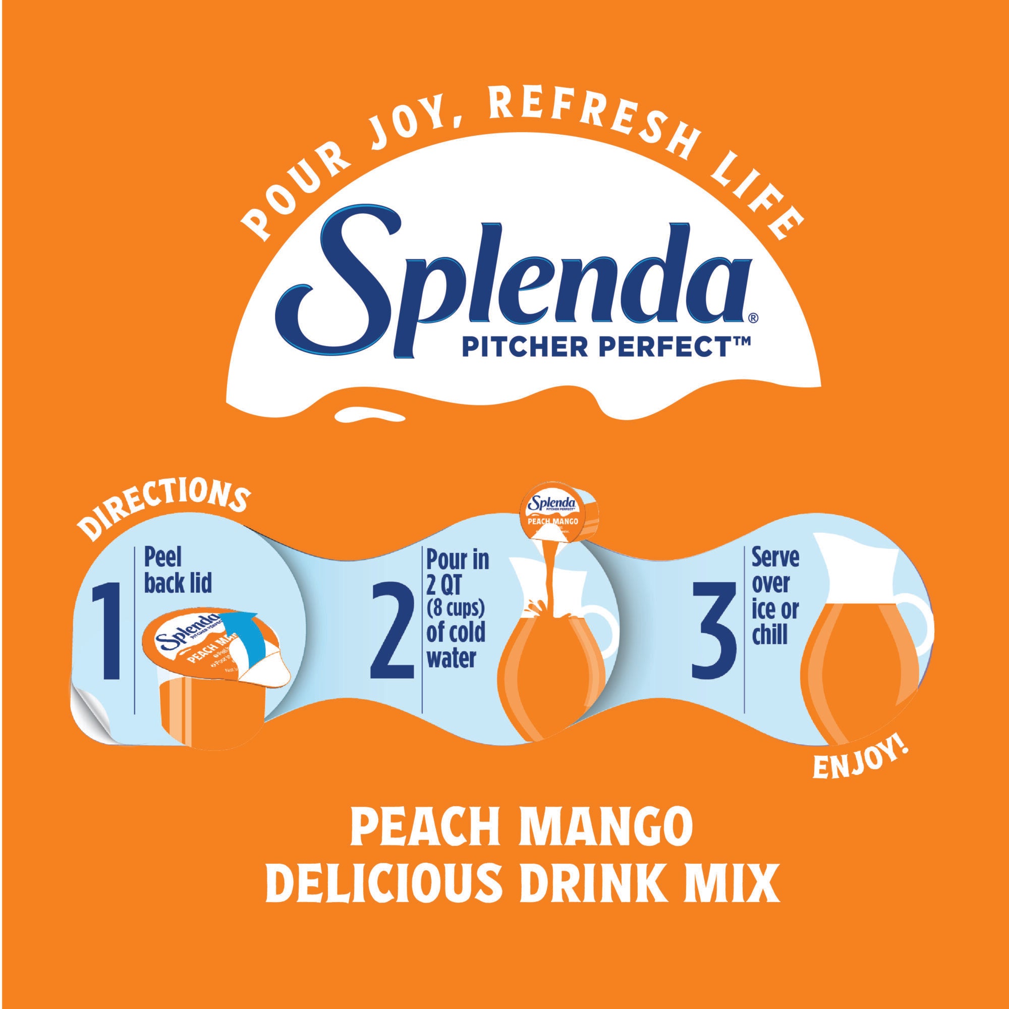 Splenda Pitcher Perfect Peach Mango Zero Sugar Drink Mix – Instructions