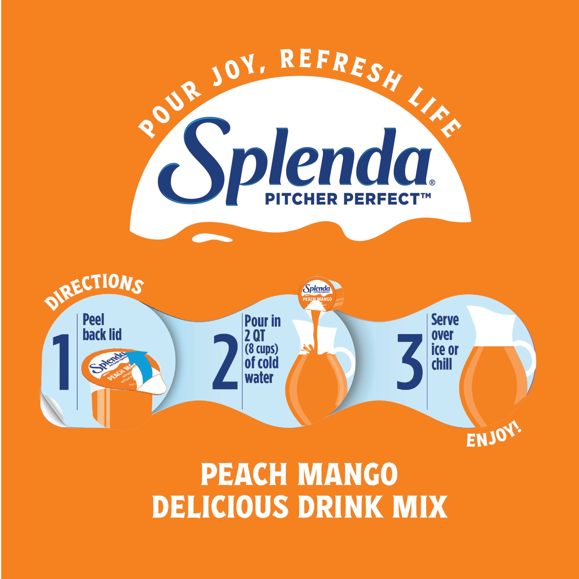 Splenda Pitcher Perfect Zero Calorie Drink Mix Peach Mango