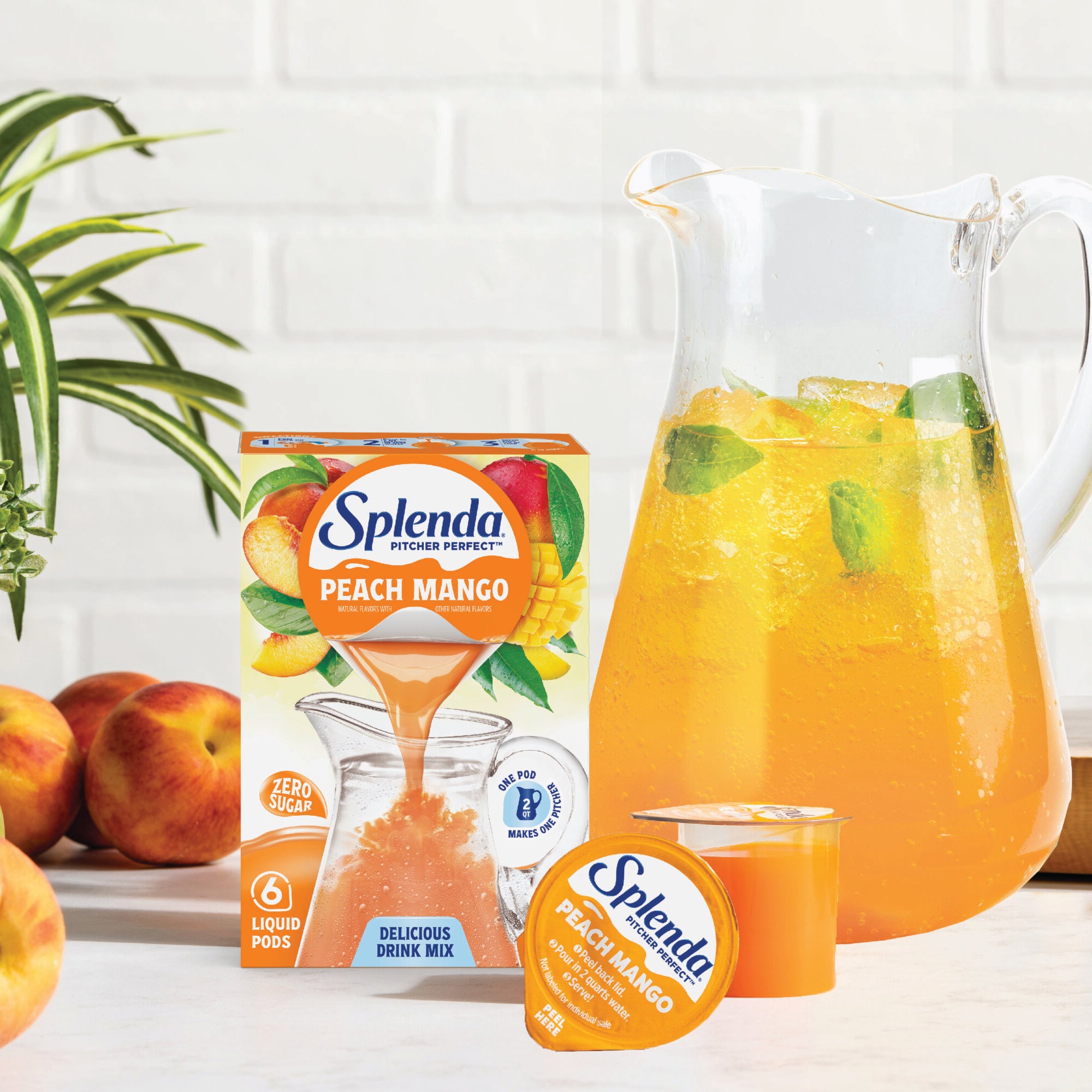Splenda Pitcher Perfect Peach Mango Zero Sugar Drink Mix – Pitcher & Glass