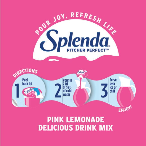 Splenda Pitcher Perfect Pink Lemonade Zero Sugar Drink Mix – Instructions