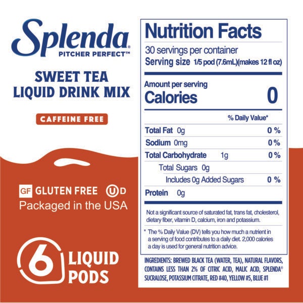 Splenda Pitcher Perfect Sweet Tea Zero Sugar Drink Mix – Nutrition