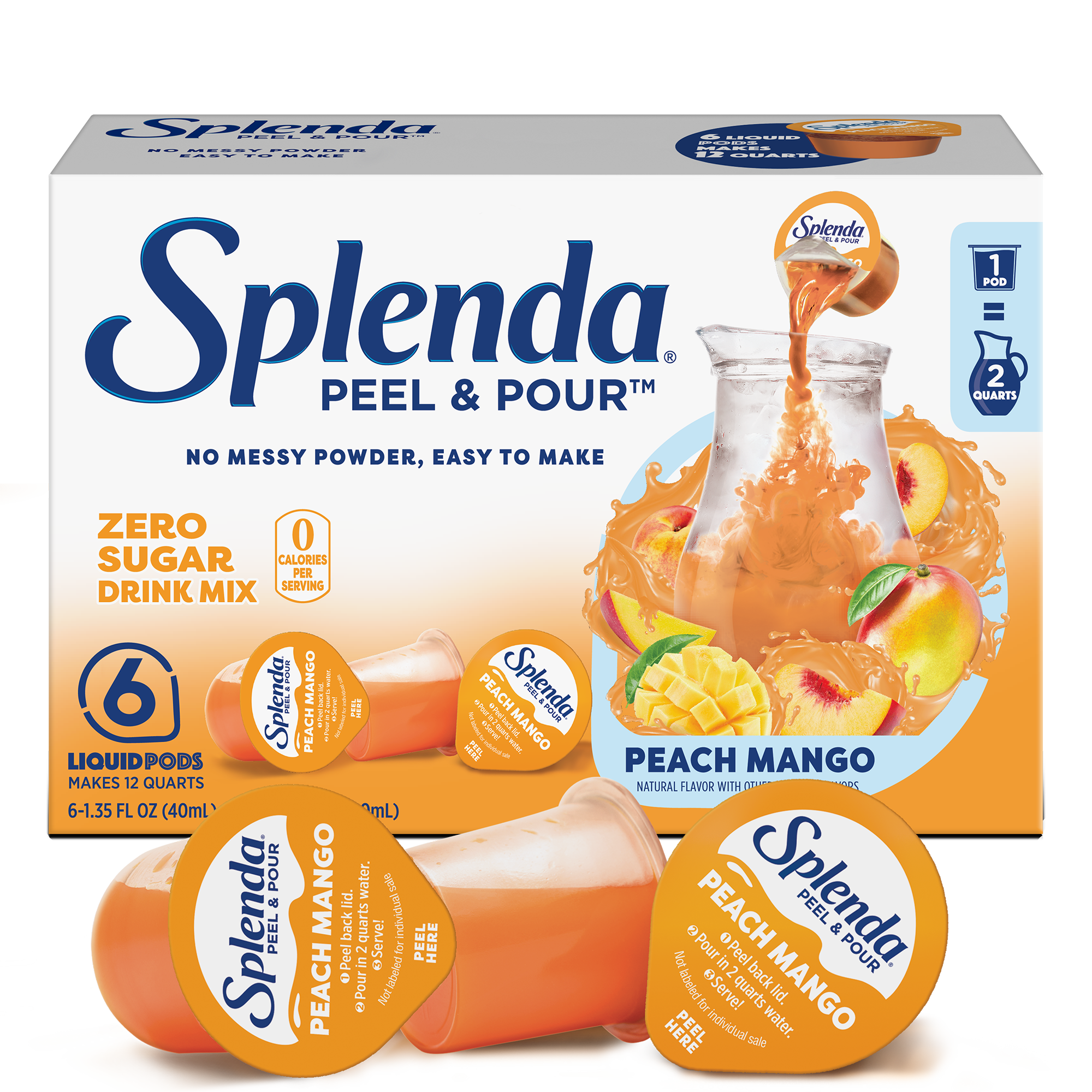 Splenda Peel & Pour Peach Mango Zero Sugar Drink Mix – Front