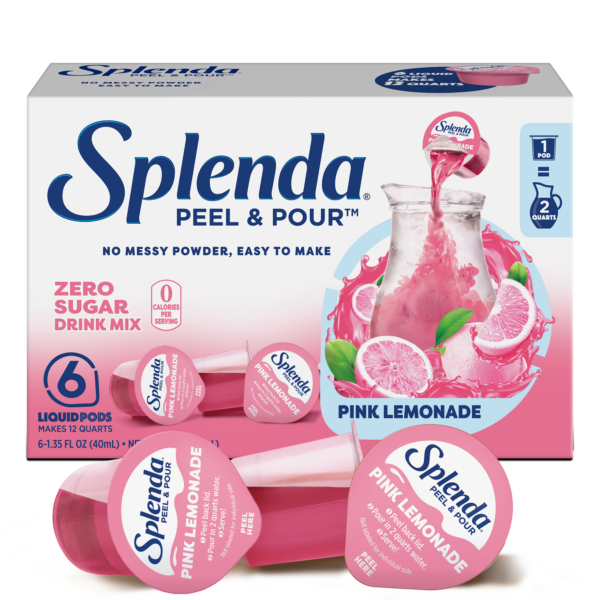 Splenda Peel & Pour Pink Lemonade Zero Sugar Drink Mix – Front