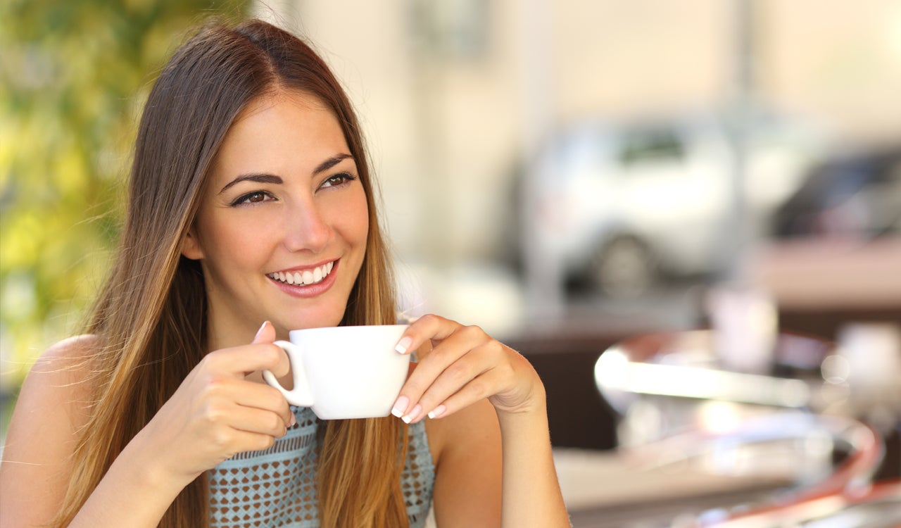 Woman drinking coffee