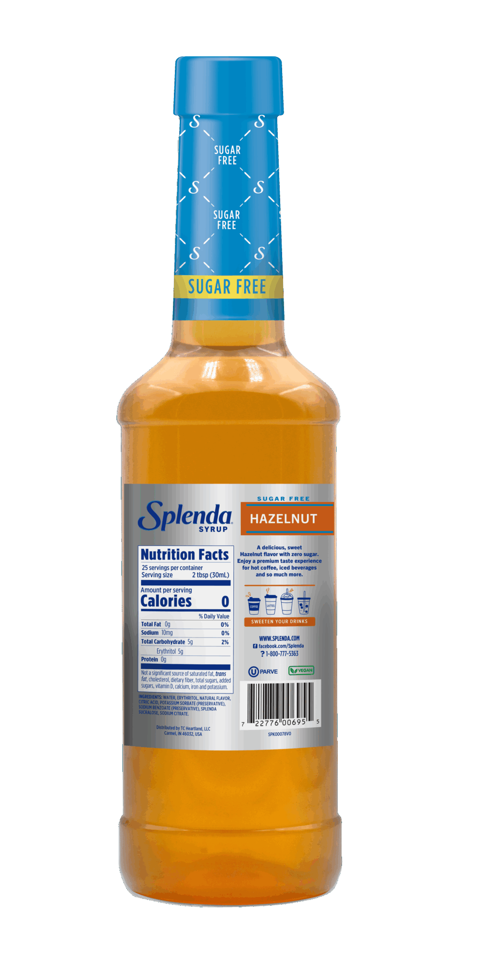 Splenda Hazelnut Sugar Free Coffee Syrup - Back