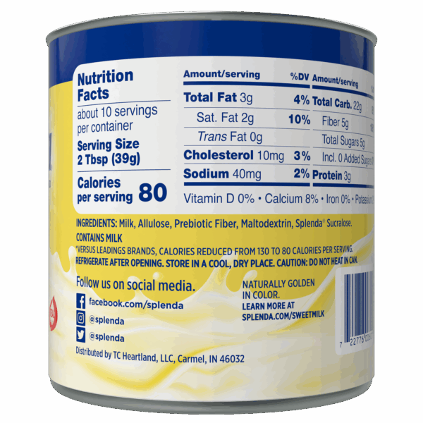 Splenda Sweetened Condensed Milk - Nutrition & Ingredients