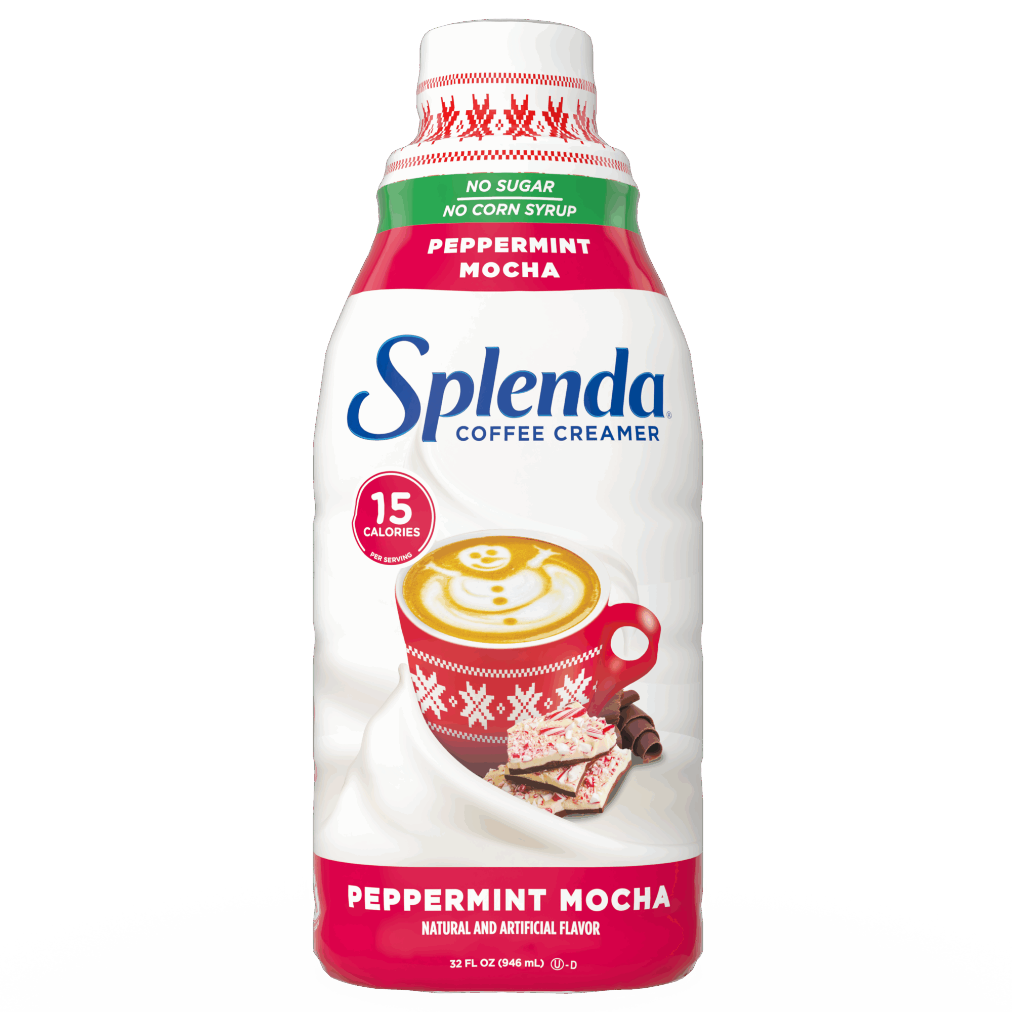Splenda Coffee Creamer - Peppermint Mocha, 32oz. Bottle - Front